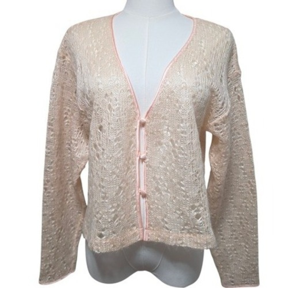 Victoria's Secret Y2K Vintage Peach Open Knit Coquette Fairy Ballet Cardigan M